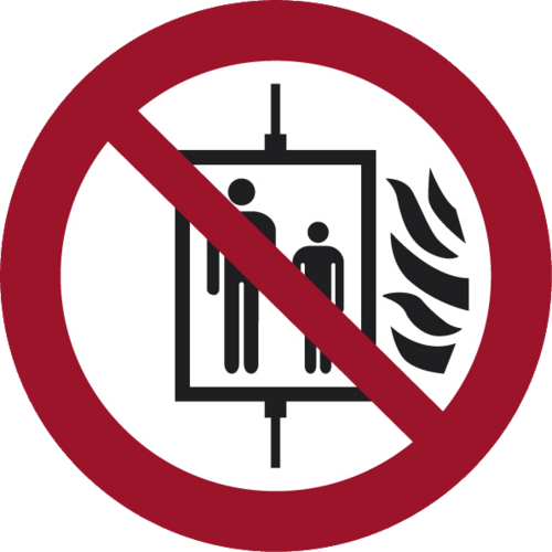 Aufzug im Brandfall nicht benutzen