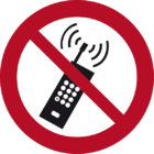 Eingeschaltete Mobiltelefone verboten