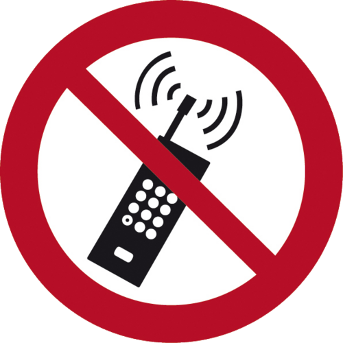 Eingeschaltete Mobiltelefone verboten