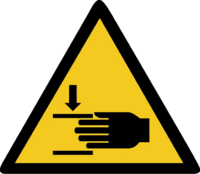 Warnung vor Handverletzungen
