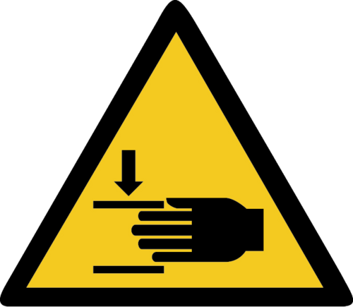 Warnung vor Handverletzungen